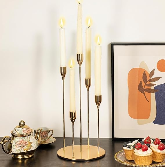 Gold Candlestick 5 Arm Candle Holder