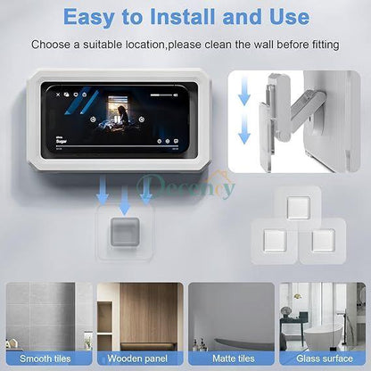 Shower Phone Holder Waterproof, 480°Rotating Waterproof Phone Holder