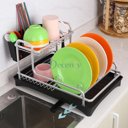 2-Tier Dish Drying Rack for Counter, Stainless Steel Large Strainer
