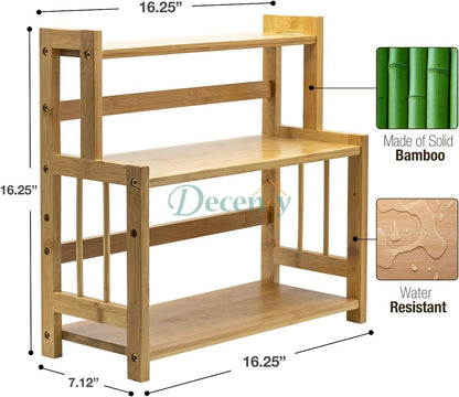3-Tier Bamboo Spice Rack Organizer for Countertop