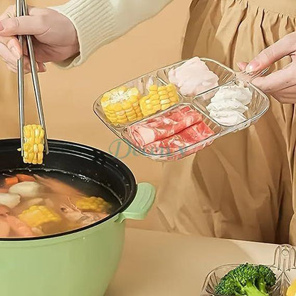 Plate Tray Four Divided Sauce - Snack & Fruit Dish Bowl With Handle