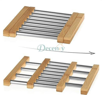 Bamboo and Stainless Steel - Extendable Trivet