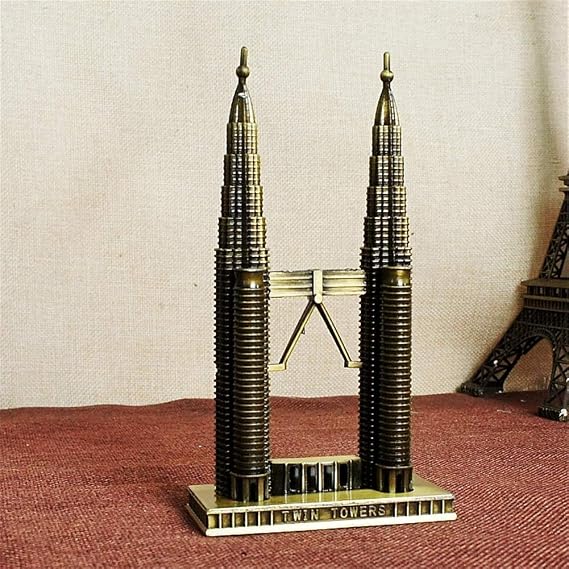 Luxury Petronas Twin Towers Metal Landmark Showpiece
