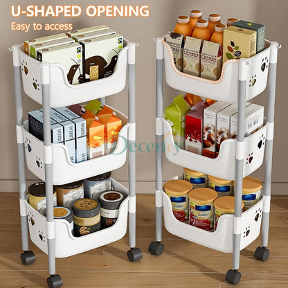 3 Layer Multi-Drawer Rolling Organizer Cart