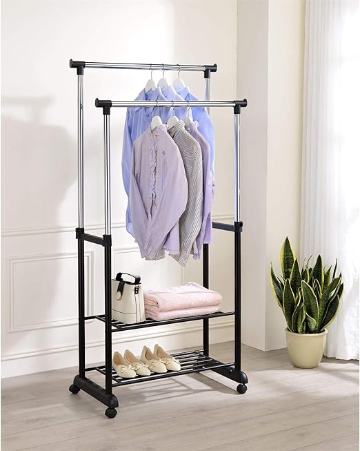 Double-Pole 2 Layer Cloth Hanging Rack