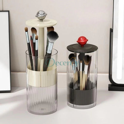 Automatic Lifting Clear Waterproof Dustproof Makeup Brushes Storage Organizer