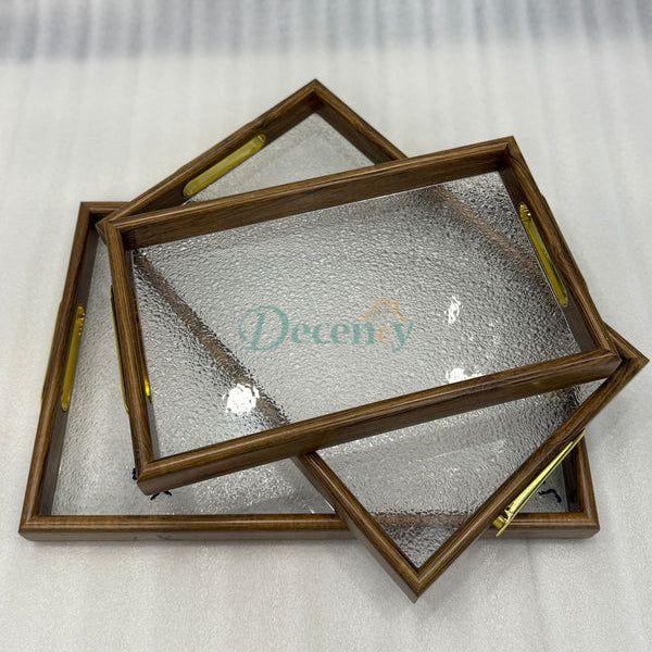 3-Piece Transparent-Look Serving Tray Set