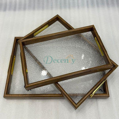 3-Piece Transparent-Look Serving Tray Set