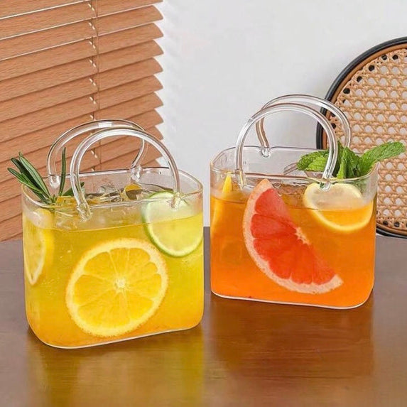 770ml clear glass handbag drinkware in aesthetic purse shape