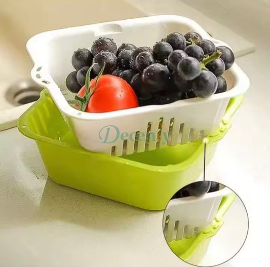 2 in 1 plastic drainage basket  rotating colander and bowl set  multifunction kitchen strainer  vegetable washing basket with drain  BPA-free plastic colander bowl combo