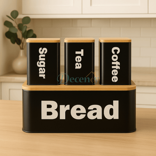 Bread Box Set with Bamboo Lid – Kitchen Storage