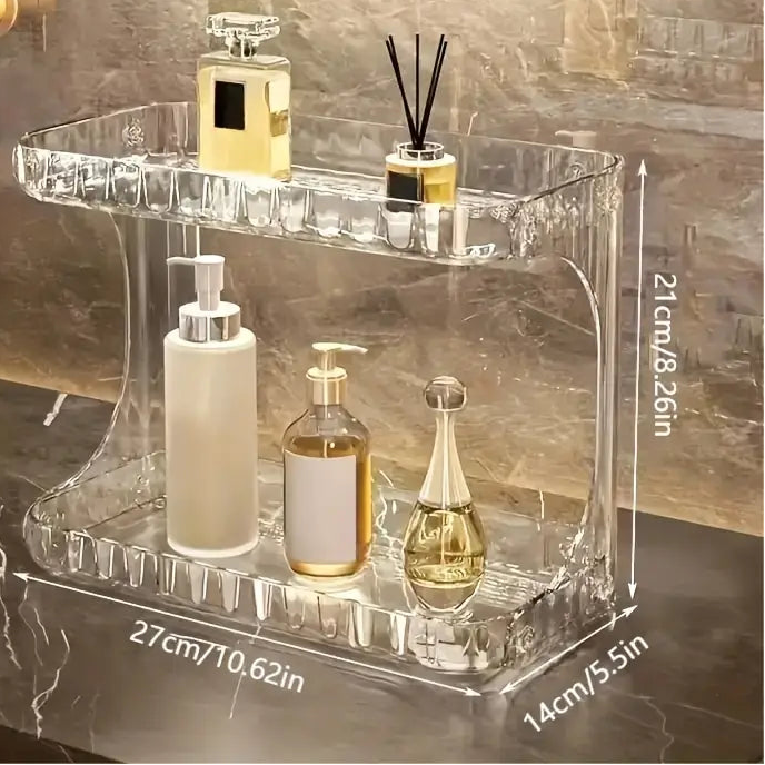 Elegant 2-Tier Acrylic Vanity Organizer - Maximize Your Space &amp; Style&nbsp;
