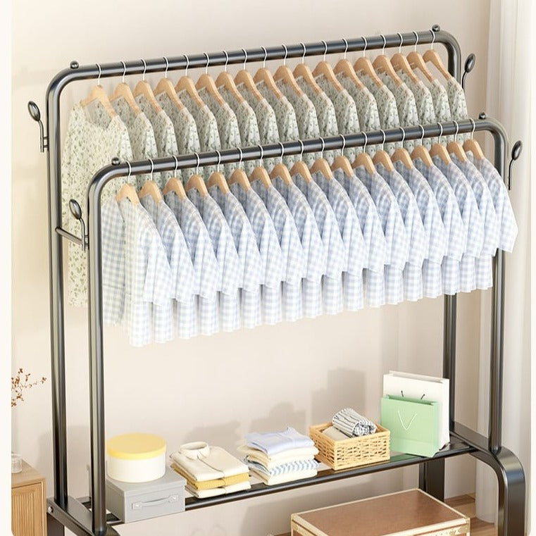 Floor-Standing Cloth Rack With Wheels