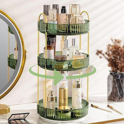 Luxury 360° Rotating Makeup Organizer, Transparent Cosmetics Storage Rack