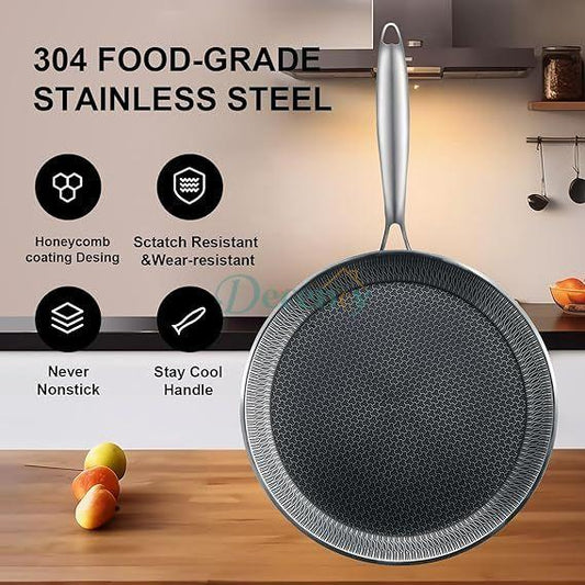 hybrid non-stick frypan, shallow non-stick skillet, stainless steel non-stick frying pan, induction compatible frypan, durable hybrid coating cookware