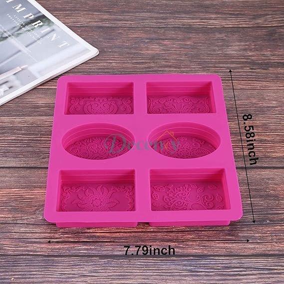 Silicone Soap Mold for Soap Making 3D 6 Forms Oval Soap Mould