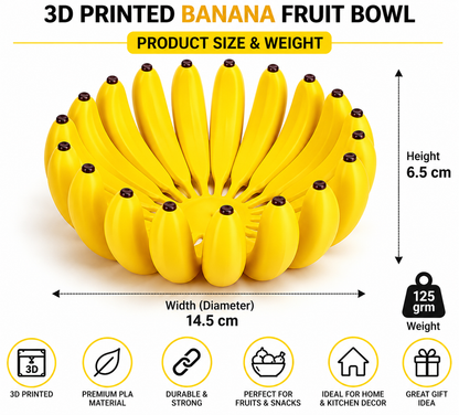 3D Printed Banana Fruit Bowl for Kitchen & Home Decor
