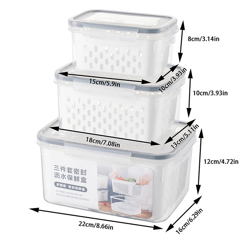 Food Sealed Preservation Box with Drain Basket