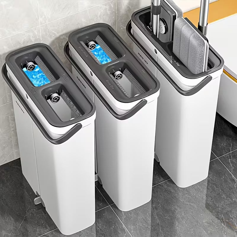 Heavy-Duty -in- Flat Mop and Bucket with Wringer System Dual-Tank