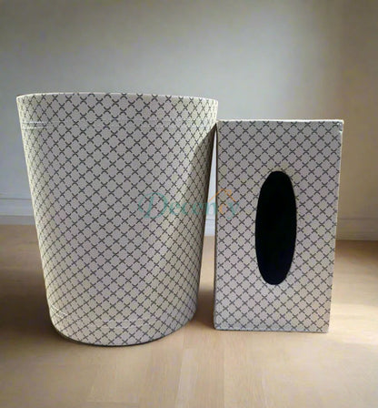 Elegant Faux Leather Tissue & Dustbin Set