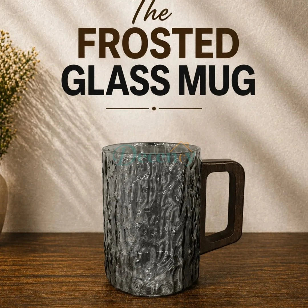 Premium Textured Glass Mug Set – Stylish Hammered Design