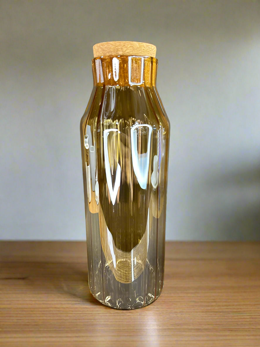 Smooth Glass Bottle with Natural Cork Stopper