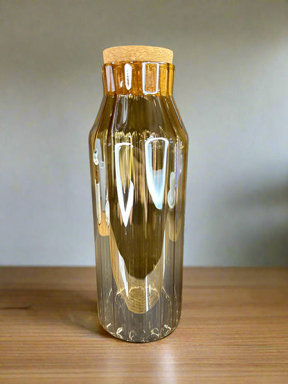 Smooth Glass Bottle with Natural Cork Stopper
