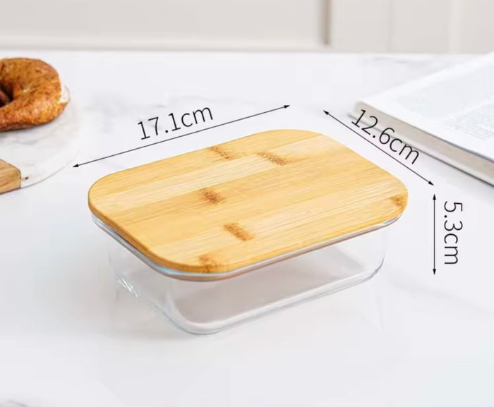 Set of 3 Glass Lunch Boxes with Bamboo Lids