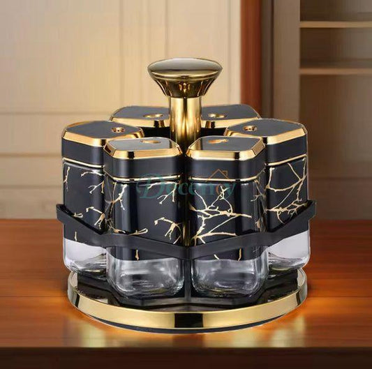 rotating spice jar organizer  6 piece spice rack set  kitchen spice storage carousel  airtight spice jars with labels  compact spice rack organizer