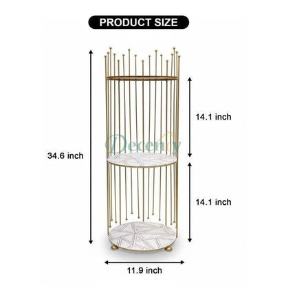 3 Layers Gold Floor Display Rack – Luxury Metal Storage Rack