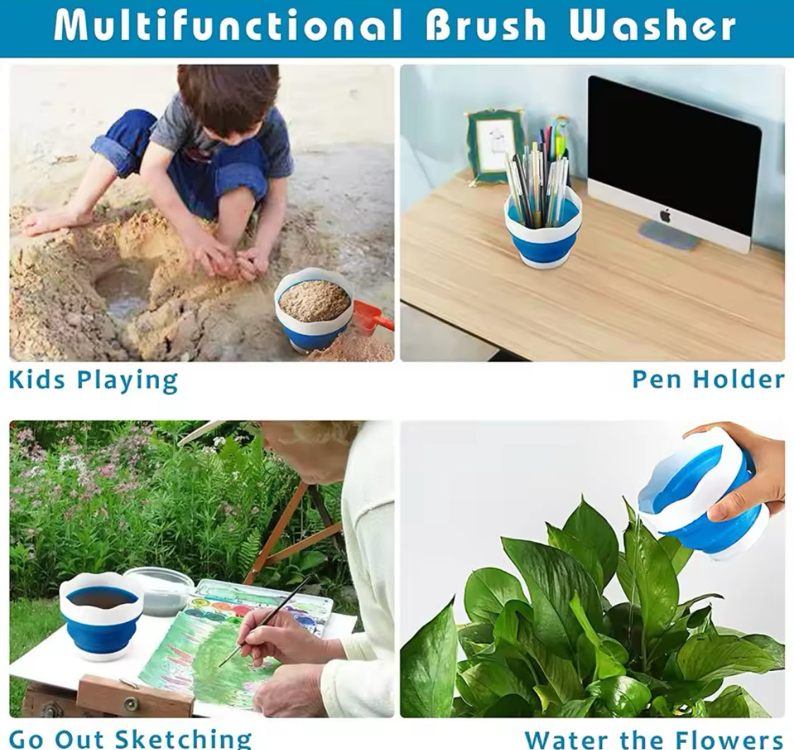 Foldable Silicone Brush Washing Bucket