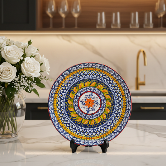 Classic Ceramic Serving Platter with Mosaic Design