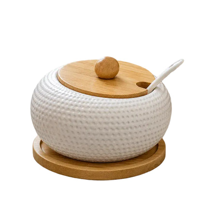 Modern Diamond Textured Ceramic Storage Pot