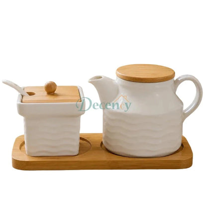Premium Ceramic Kitchen Jar & Kettle Set