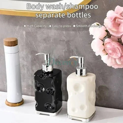 luxury soap dispenser bottle, reusable hand soap pump, light luxury bathroom accessory, modern lotion bottle, stylish hand sanitizer dispenser, elegant countertop soap bottle