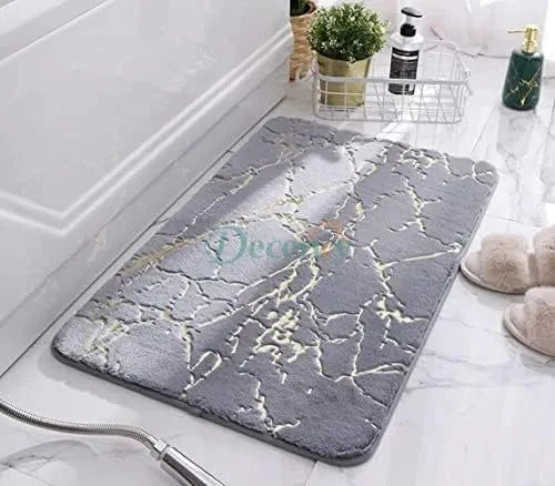 marble bath mat, anti-slip bathroom rug, gold line floor mat, luxury shower mat, quick-dry bath mat, modern spa bathroom decor