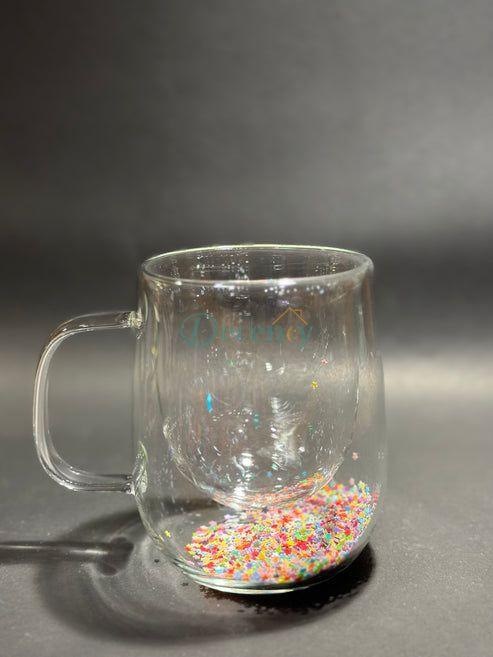 DOUBLE WALL GLASS COFFEE MUGS  350 ML