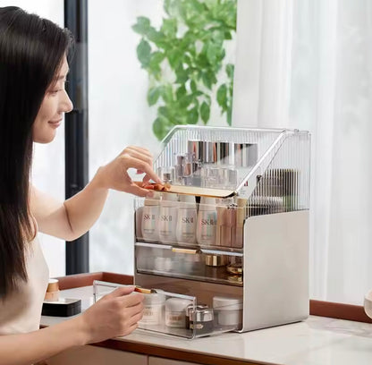 Transparent Desk Makeup Organizer Box With Drawers