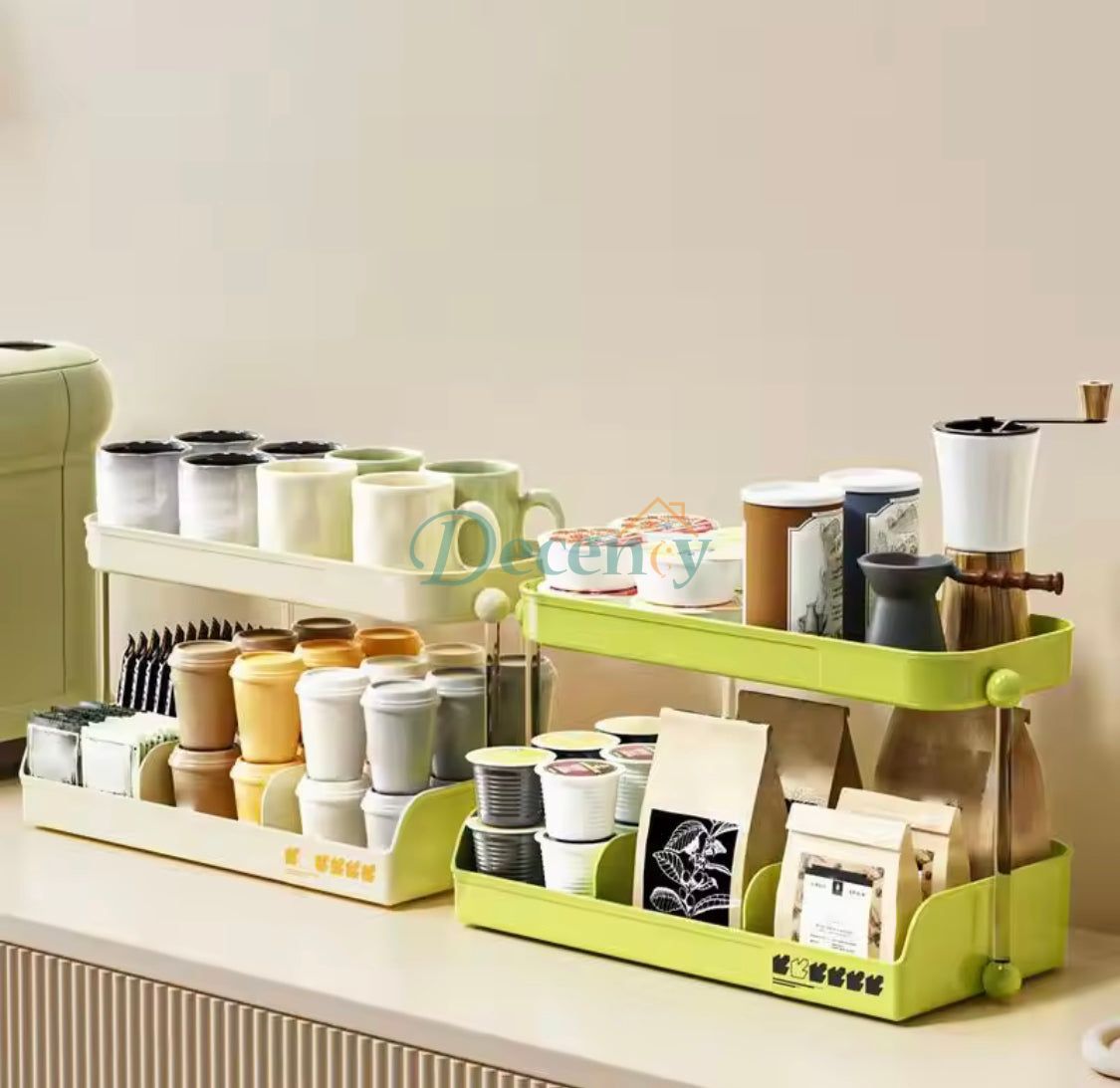 2 Tier Desktop Storage Shelf, Multifunctional Cup Holder