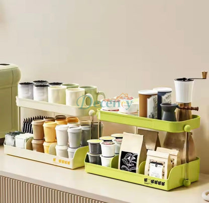2 Tier Desktop Storage Shelf, Multifunctional Cup Holder