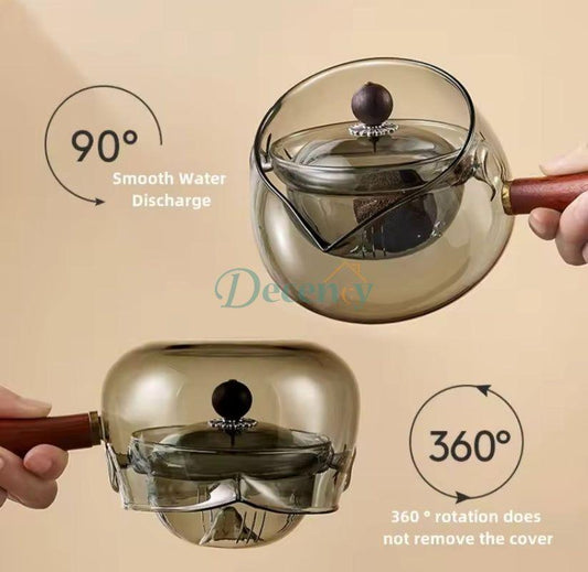 Heat Resistant Glass Tea Pot with Side Handle