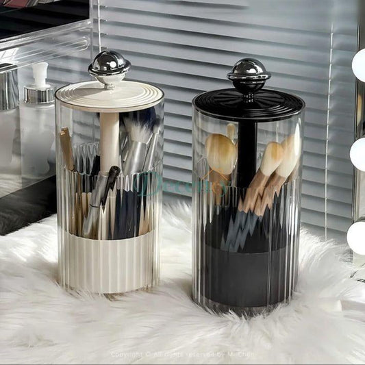 Automatic Lifting Clear Waterproof Dustproof Makeup Brushes Storage Organizer