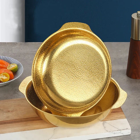 Golden Elegance Textured Bowl -Classic Luxury for Dining