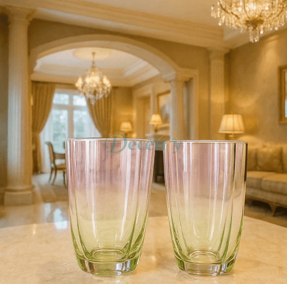 Danny Home Elegant Duo Glass Set – Pink & Green Stem Edition