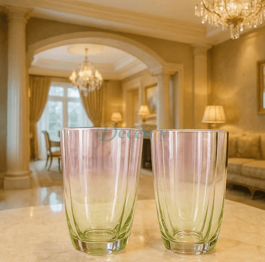 Danny Home Elegant Duo Glass Set – Pink & Green Stem Edition