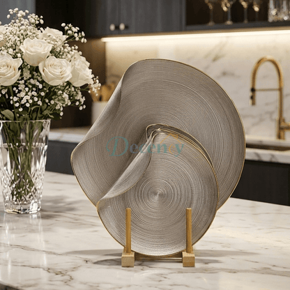 Luxury 7-Piece Handmade Ceramic Cake Serving Set – ( GOLD )