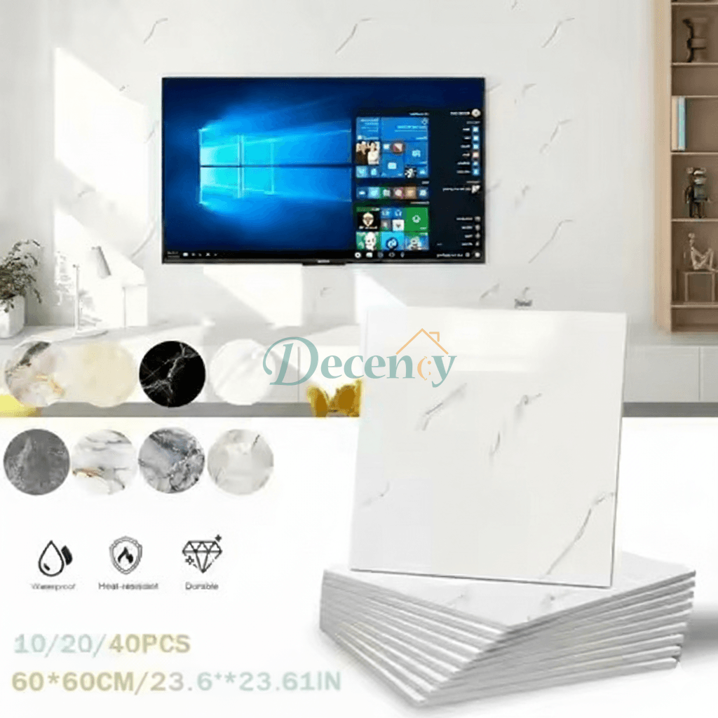 60x60cm Marble Gold 3D Self-Adhesive Waterproof Kitchen Tile Decal