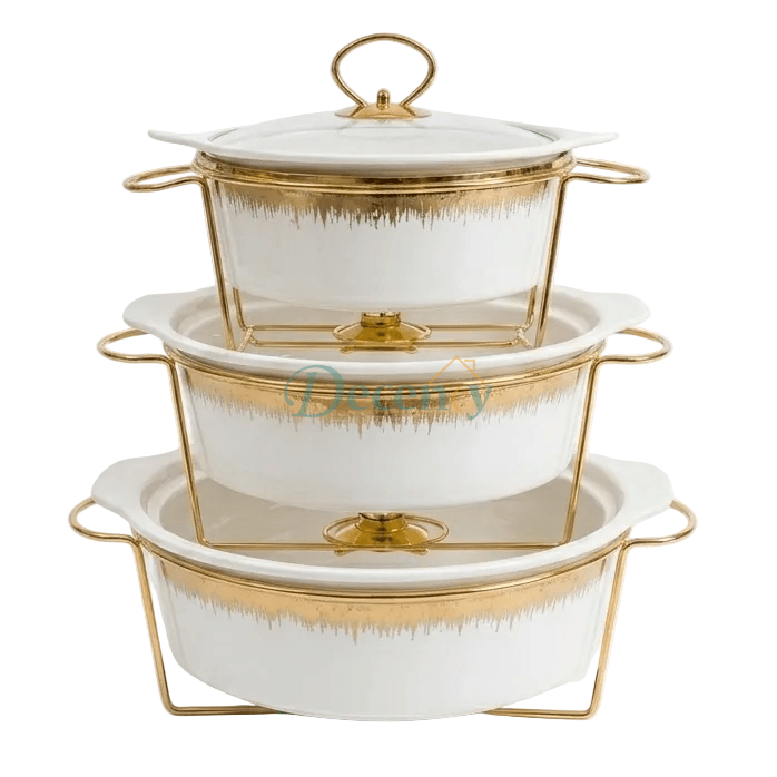 Round White Serving Dish Set – Elegant Ceramic Dinnerware Collection