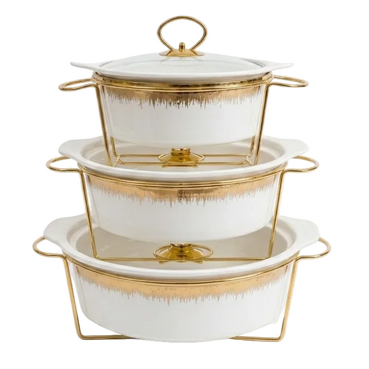 Round White Serving Dish Set – Elegant Ceramic Dinnerware Collection