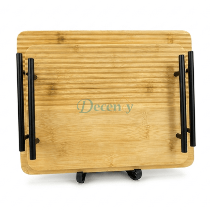 Premium Bamboo Rectangular Tray Set – 2 Piece Serving & Decor Trays